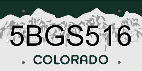 5BGS516 Colorado License Plate