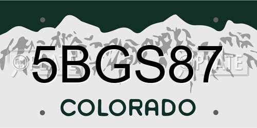 5BGS87 Colorado License Plate