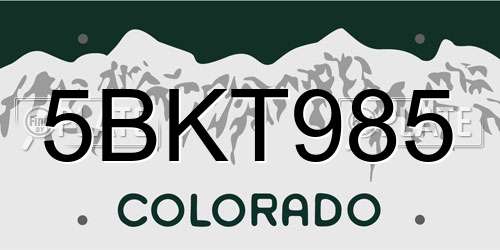 5BKT985 Colorado License Plate