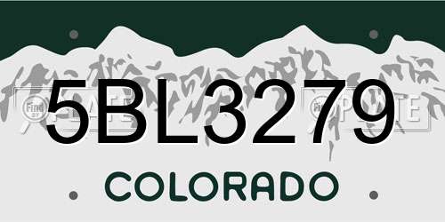5BL3279 Colorado License Plate