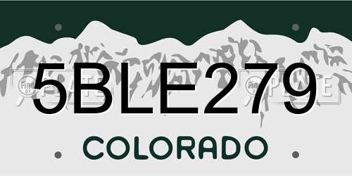 5BLE279 Colorado License Plate
