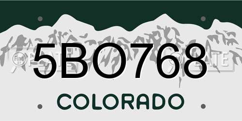 5BO768 Colorado License Plate