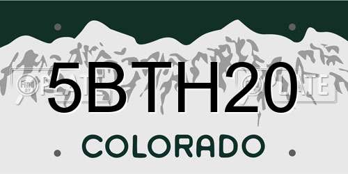5BTH20 Colorado License Plate