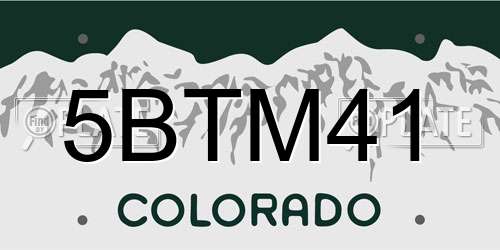 5BTM41 Colorado License Plate