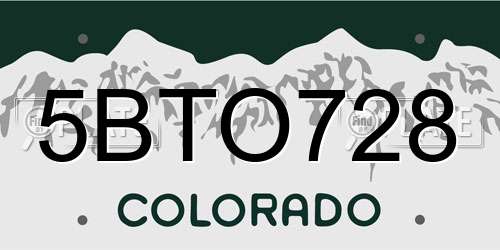 5BTO728 Colorado License Plate