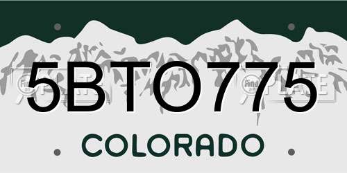 5BTO775 Colorado License Plate