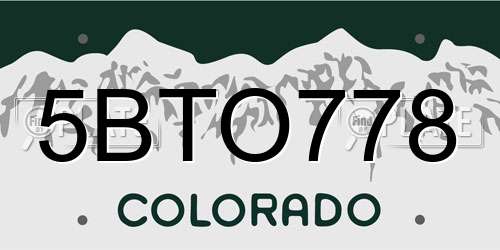 5BTO778 Colorado License Plate