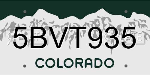 5BVT935 Colorado License Plate