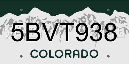 5BVT938 Colorado License Plate