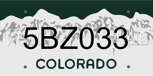 5BZ033 Colorado License Plate
