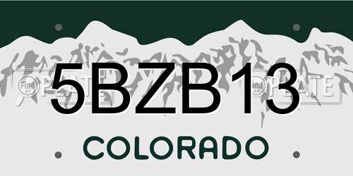 5BZB13 Colorado License Plate