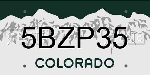 5BZP35 Colorado License Plate