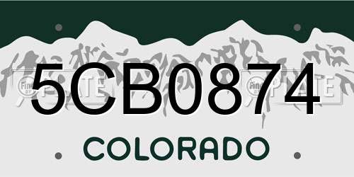 5CB0874 Colorado License Plate