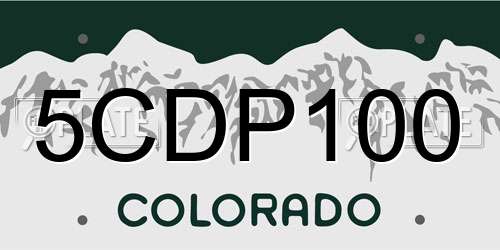 5CDP100 Colorado License Plate
