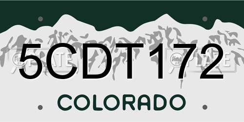 5CDT172 Colorado License Plate