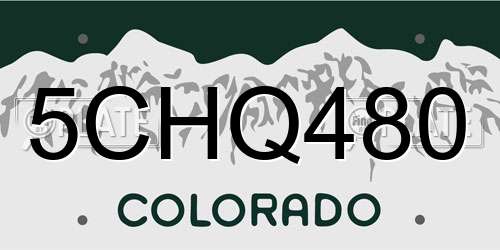 5CHQ480 Colorado License Plate