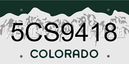 5CS9418 Colorado License Plate