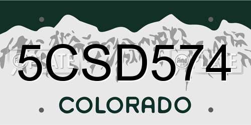 5CSD574 Colorado License Plate