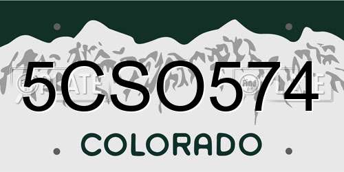 5CSO574 Colorado License Plate
