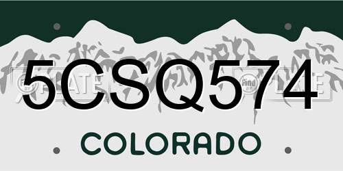 5CSQ574 Colorado License Plate
