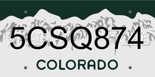 5CSQ874 Colorado License Plate