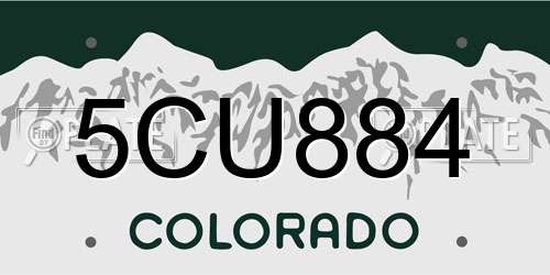 5CU884 Colorado License Plate