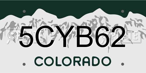 5CYB62 Colorado License Plate