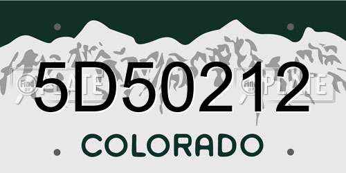 5D50212 Colorado License Plate