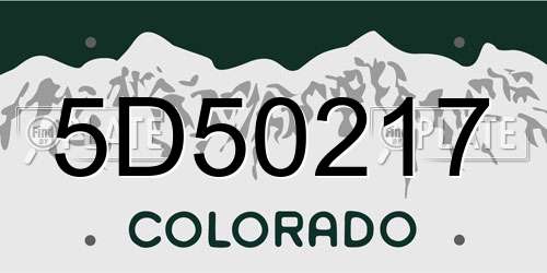 5D50217 Colorado License Plate