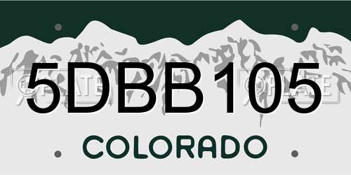 5DBB105 Colorado License Plate