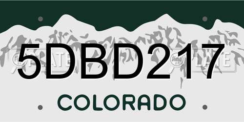 5DBD217 Colorado License Plate
