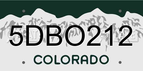 5DBO212 Colorado License Plate