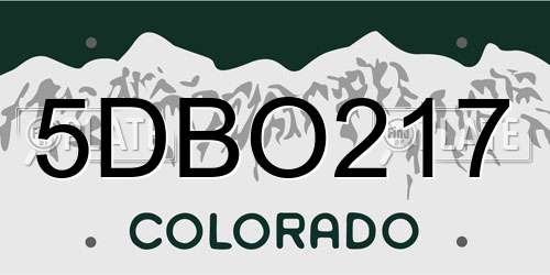 5DBO217 Colorado License Plate