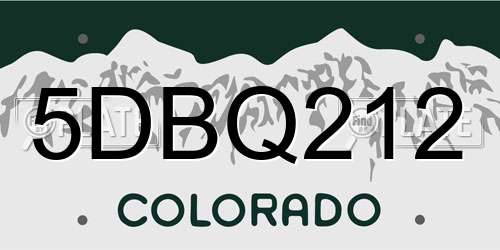 5DBQ212 Colorado License Plate