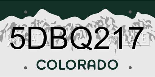 5DBQ217 Colorado License Plate