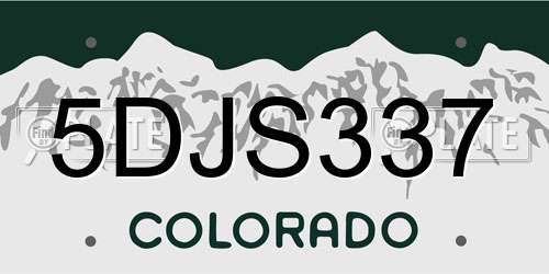 5DJS337 Colorado License Plate