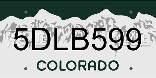 5DLB599 Colorado License Plate