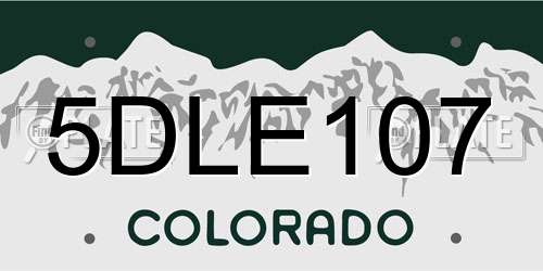 5DLE107 Colorado License Plate