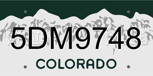 5DM9748 Colorado License Plate