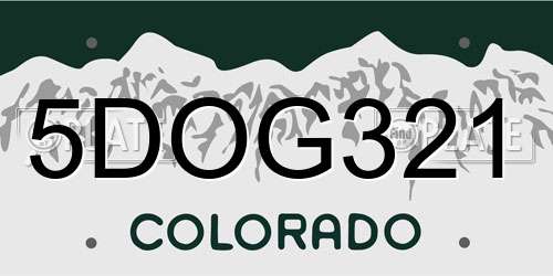 5DOG321 Colorado License Plate