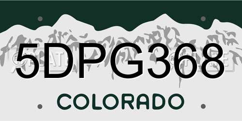 5DPG368 Colorado License Plate