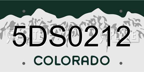 5DS0212 Colorado License Plate