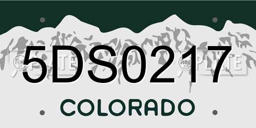 5DS0217 Colorado License Plate