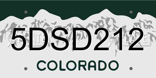 5DSD212 Colorado License Plate