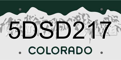 5DSD217 Colorado License Plate