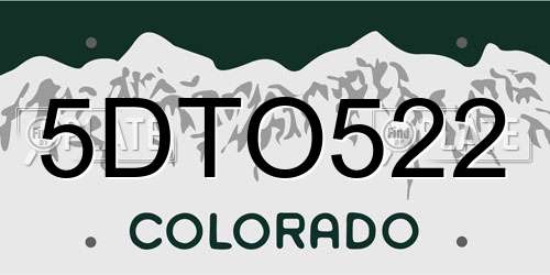 5DTO522 Colorado License Plate