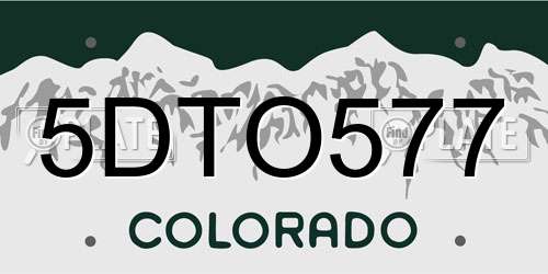 5DTO577 Colorado License Plate