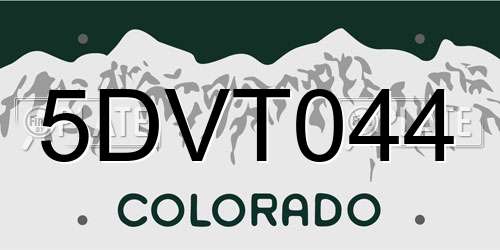 5DVT044 Colorado License Plate