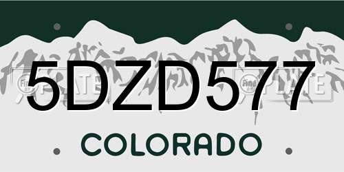 5DZD577 Colorado License Plate