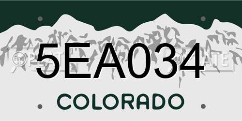 5EA034 Colorado License Plate